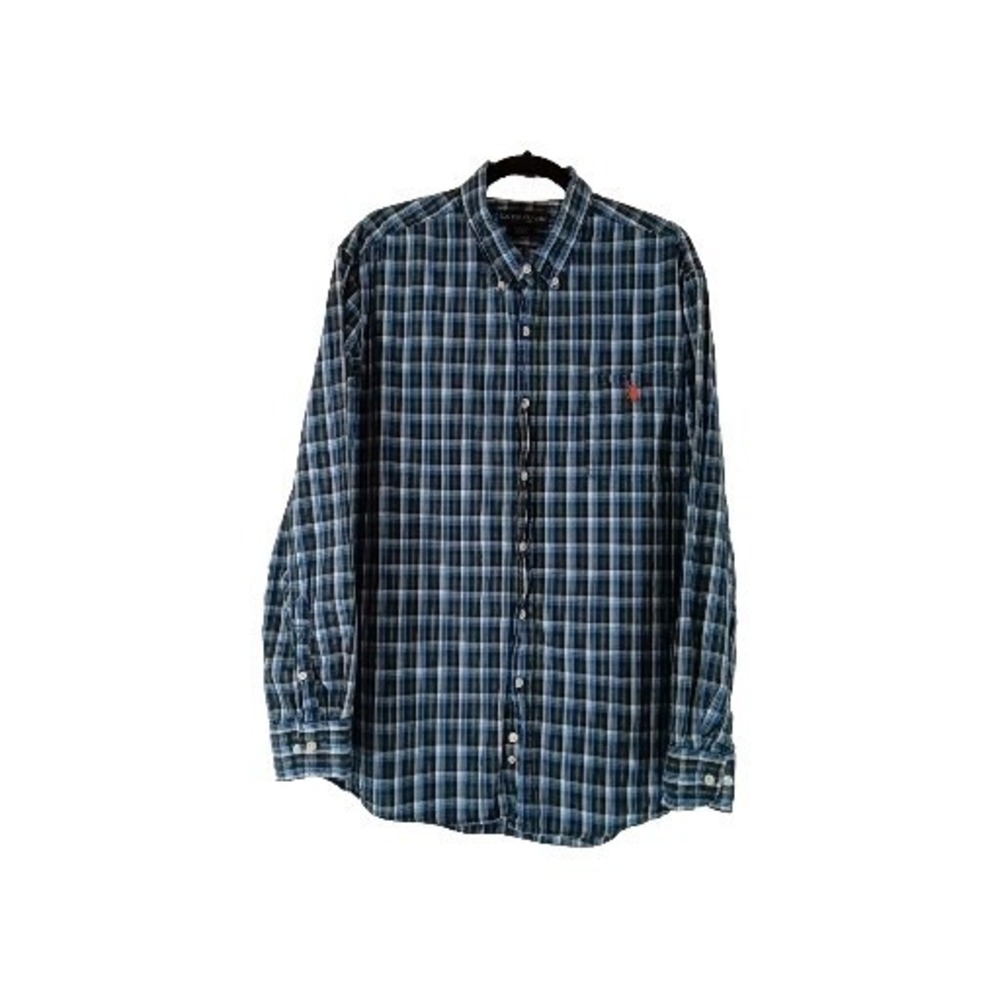 US Polo Assn Shirt‎ Men XXL Long Sleeve Button Down Blue Green Black Yellow